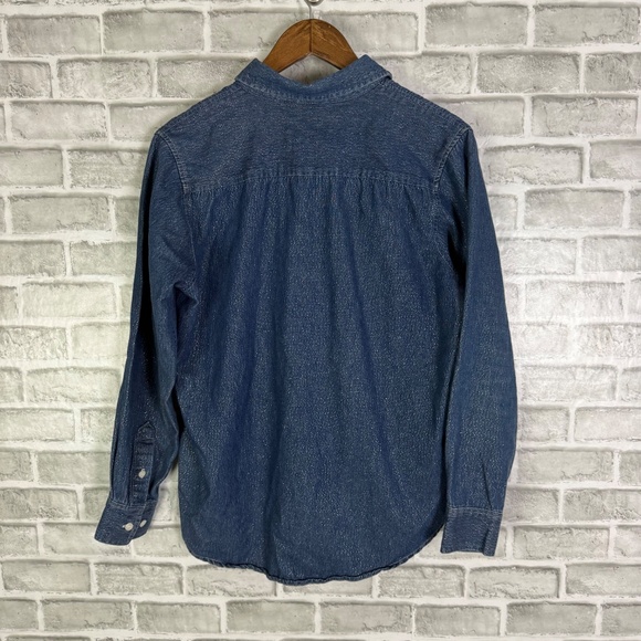 Disney Winnie Pooh & Tigger Christmas Metallic Denim Button Up Shirt Size Medium - Picture 4 of 7